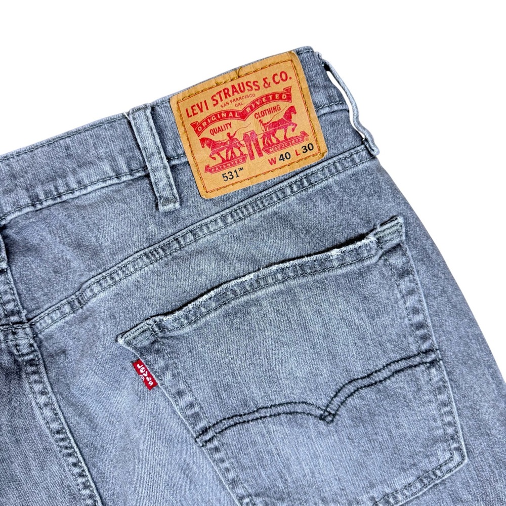 Levis 531 Mens Grey Athletic Slim Distressed Denim Jeans 40x30 S51077 NXBD